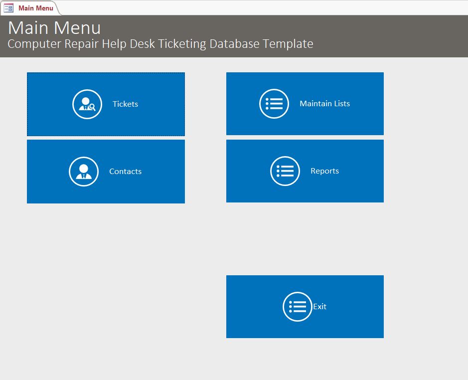 Computer Repair Help Desk Ticket Tracking Template | Tracking Database